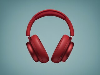 Stylish red headphones against a calm teal background, showcasing modern design and quality sound.