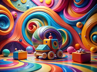 Surreal Stylish Toy Drawing Artistic Background Stock Photo