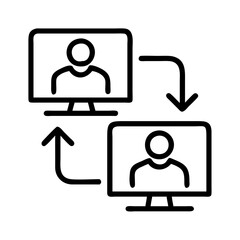 virtual collaboration icon, virtual collaboration line art - simple line art of virtual collaboration, perfect for virtual collaboration logos and icons