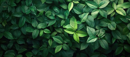 Lush green Morinda foliage filling the frame with varying leaf shades creating a vibrant textured background with soft shadows and highlights.