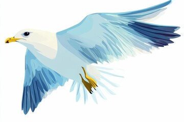 Fototapeta premium Kittiwake in Flight. Close-Up of Arctic Gull's Detailed Wing in Natural Isolated Setting