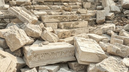 Tumbled Stone Blocks Creating Formations of Ancient Remains