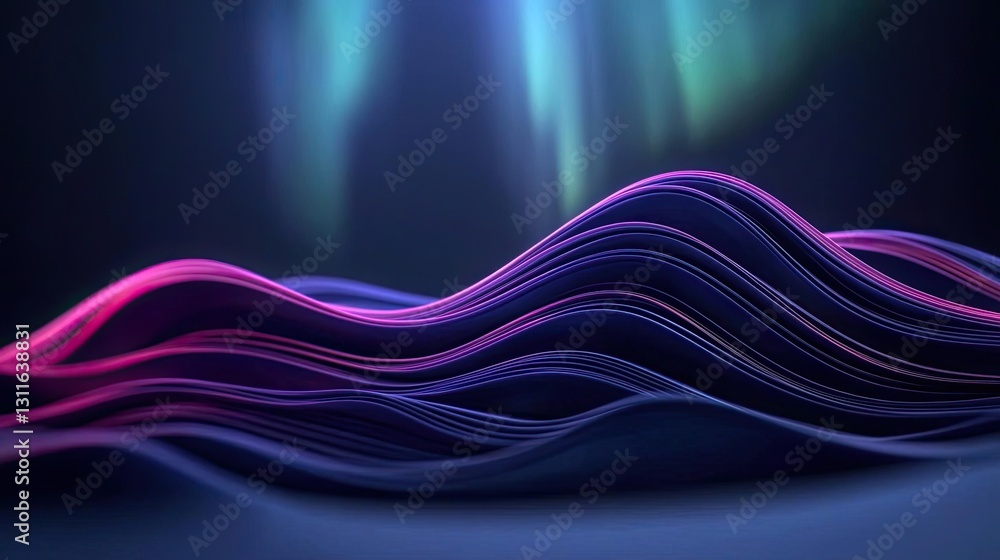 Poster Aurora borealis northern lights concept. Abstract waves in vibrant colors create a mesmerizing visual effect and depth.