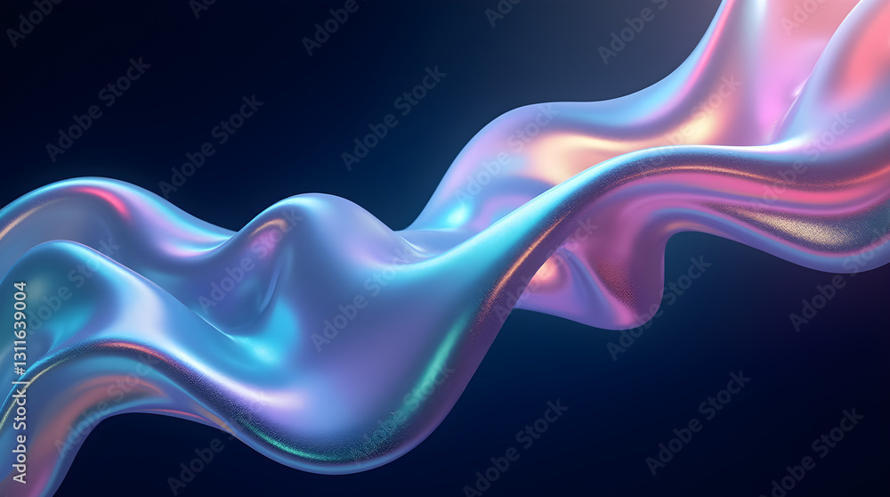 Poster mesmerizing captivating stunning futuristic iridescent metallic flowing wave 3d render abstract art 