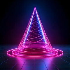 Fototapeta premium futuristic neon cone on dark background
