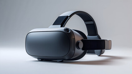 Futuristic VR Headset Design with Smooth Rounded Visor and Padded Headband in Minimalist Tech Composition