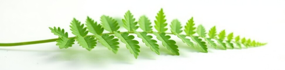 Fototapeta premium Delicate fern branch on white surface isolated, botanical, nature
