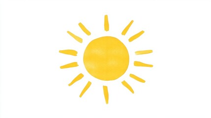 Fototapeta premium A bright watercolor sun, adorned with orange and yellow droplets on a white base