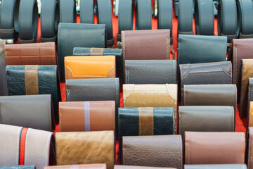 Assorted Leather Wallets on Display