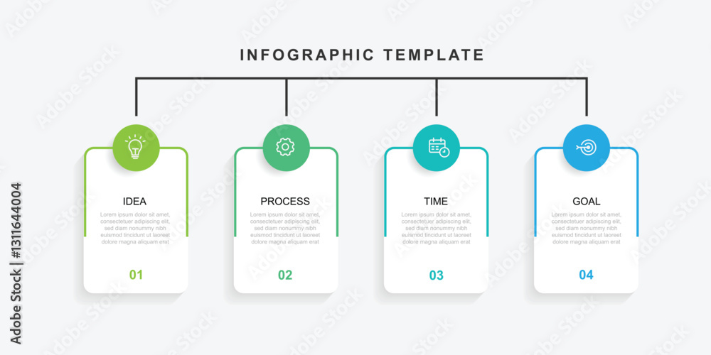 Poster Design template infographic with 4 step and icons suitable for business information and presentation 
