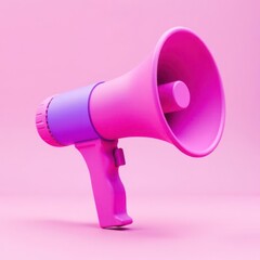 A vibrant pink megaphone stands out against a soft pink backdrop ideal for making loud announcements or capturing attention in a playful and energetic setting.