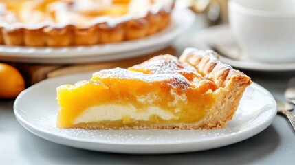 The family eats a delicious homemade cake or pie cooked together. 