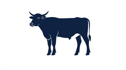 Fototapeta premium Silhouette of a Texas Longhorn steer, farm background, agricultural icon