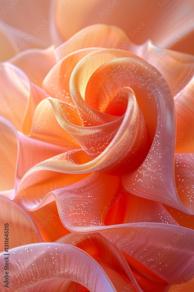 Poster soft pink rose petals gently curl and overlap in a mesmerizing display of texture and color. the shi
