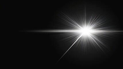 In the dark expanse, radiant beams of bright white light sparkle with dust particles