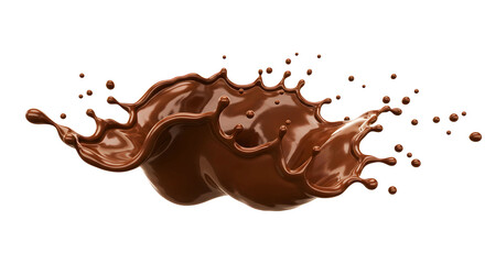Chocolate splash on white background with milk and dark chocolate flowing and melting
