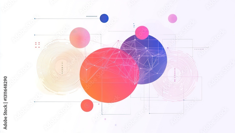 Poster abstract elements in networking technology visuals symbolize extensive big data connectivity.