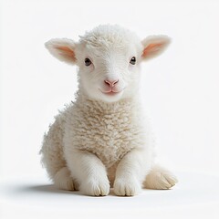 Fototapeta premium A photorealistic image of a young lamb, perfect for Easter promotions, baby animal events, or gentle nursery decor. Ideal for publications celebrating innocence and softness.