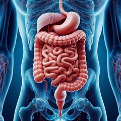 Human stomach tumor in digestive system, gastrointestinal diseases, medical concept, high detail