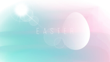 Easter theme blurred background with spring sun and easter egg for Easter holiday greetings and invitations. Vector illustration. © DmVector