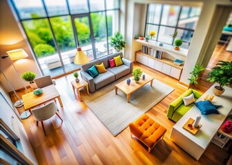 Tilt-Shift Interior Design: Dashed Line Background for Modern Home Decor