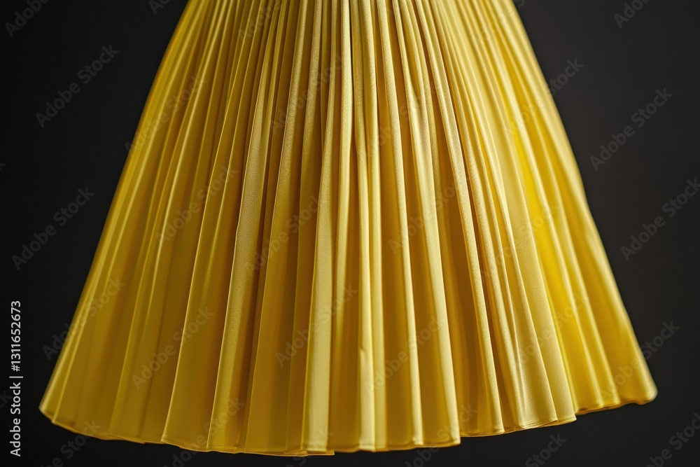 Poster elegant yellow pleated skirt displayed against a dark background emphasizing its texture and design 