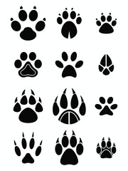 Fototapeta premium Collection of Black Animal Paw Prints