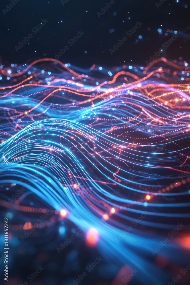 Poster visualization of rapid data connections across a tech-savvy, futuristic backdrop.