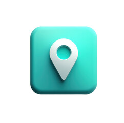 Pin icon in turquoise color representing location services  on a transparent background