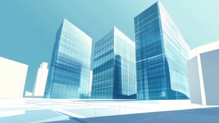 Obraz premium Modern city skyline, architectural design, urban landscape, business district, future development