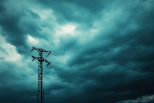 Lightning Rod against Dark and Stormy Sky. Harnessing Natural Electric Energy