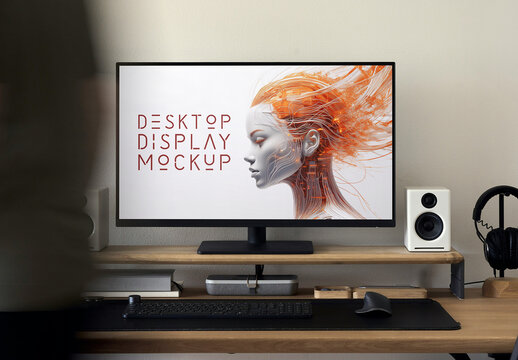 Front View Desktop Display Mockup