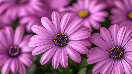 Obraz premium Vibrant Pink Flowers Blooming in a Lush Green Background