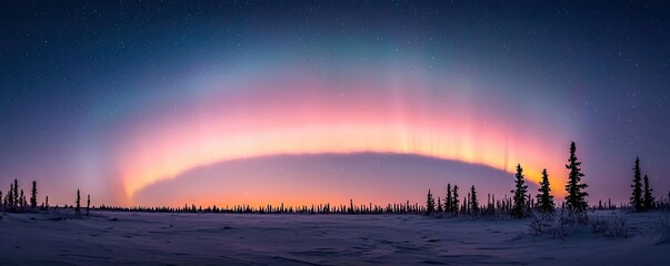 Fototapeta premium Aurora borealis northern lights idea. Stunning aurora borealis illuminating a snowy landscape under night sky.