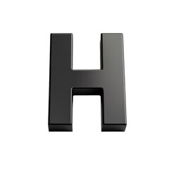 Fototapeta premium Black glossy letter H displayed on a transparent background