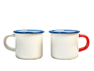 Isolated Two Enamel Coffee Mugs