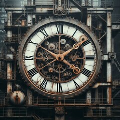 industrial clock hands rusty