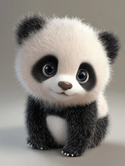 Fototapeta premium Adorable baby panda sitting and looking at camera