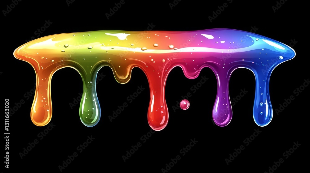 Poster a dark background is adorned with vibrant splatters of dripping paint in multiple hues