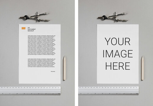Letterhead with Ruler Mockup