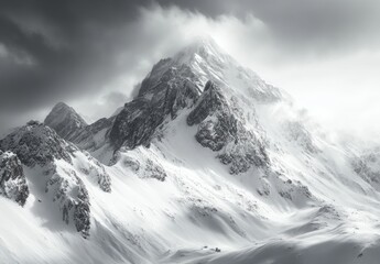 Obraz premium Snow-covered mountain peak in the Dolomite Alps, Cortina d'Ampezzo, Italy, Europe, panoramic view