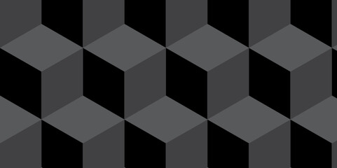 Abstract minimal black creative digital block rectangle cubic technology, presentation vector overlap design. geometric seamless web stylish space hexagon texture background.	