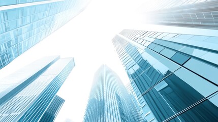 Fototapeta premium City skyscrapers, low angle view, bright sky, urban landscape, business