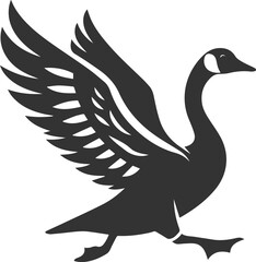 A goose running forward with wings slightly raised animal vector