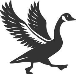 A goose running forward with wings slightly raised animal vector