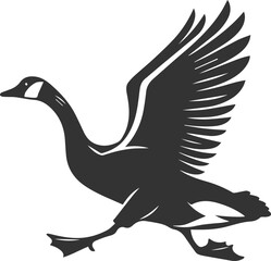 A goose running forward with wings slightly raised animal vector