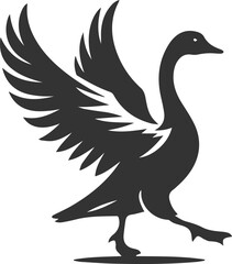 A goose running forward with wings slightly raised animal vector
