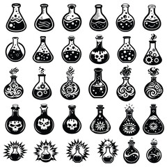 Laboratory Beaker Chemist Icon, Science Research Symbol for Chemistry Experiments, STEM Education, and Classroom Learning Resources
