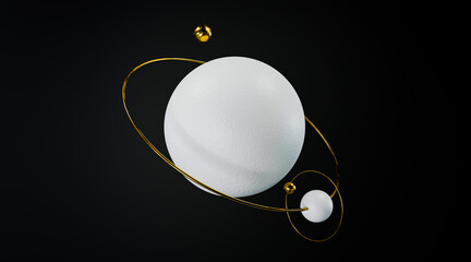 Minimalist 3D Space Wallpaper with Abstract Planets © Erik