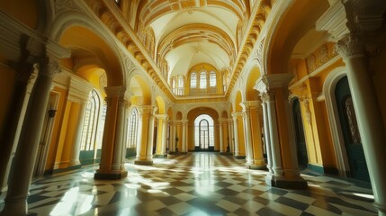 Obraz premium Mysore Palace. Interior Architecture of Historical Royal Residence in Mysore, Karnataka, India